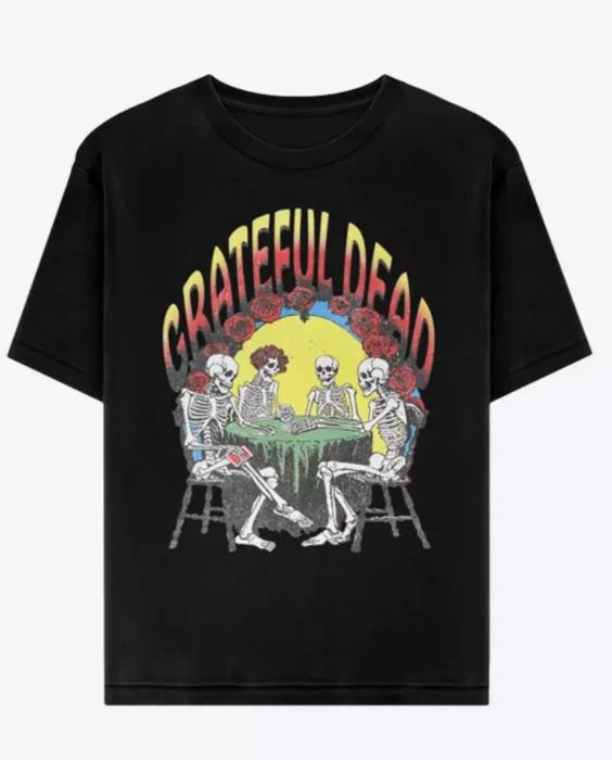 GRATEFUL DEAD Band Skeleton Card Game Official Black T-Shirt LARGE NWT 4XL