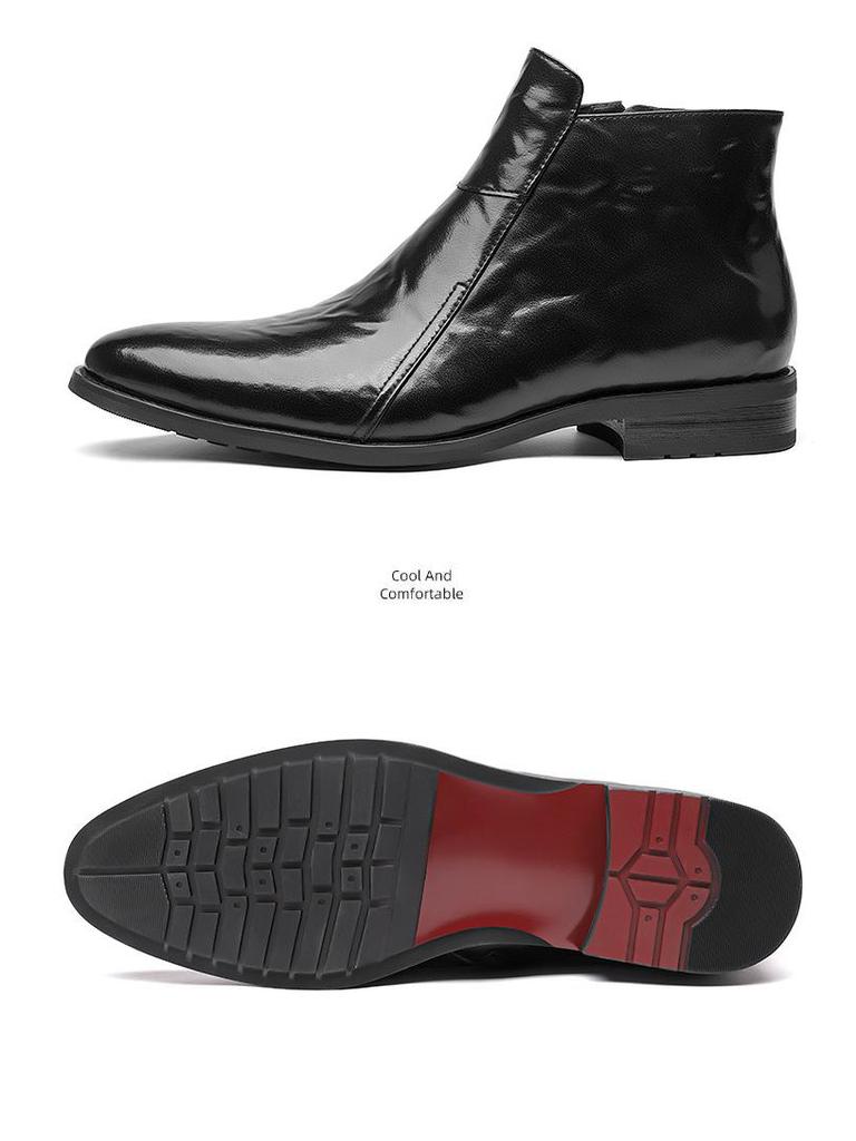 Men's Retro British Chelsea Boots - 2024 Autumn/Winter Pointed High-Top Leather with Plush Lining