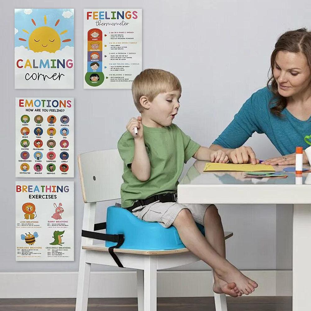 12 Calming Corner Classroom Posters Feelings Wheel Chart & Emotions Poster Calm Down Corner Emotion Posters for School Office