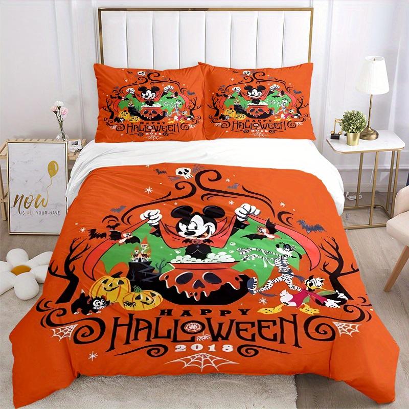 3pcs Mickey Happy Halloween Bedding Set Includes Quilt Cover and Pillowcases, Suitable for All Seasons B061
