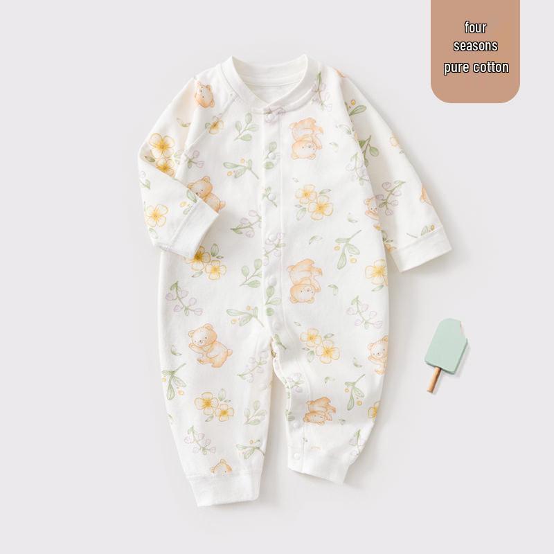 

Ромпер из чистого хлопка для новорожденных: Спальный мешок с раздельными штанинами и мультяшный костюм гарем с длинным рукавом 52cm