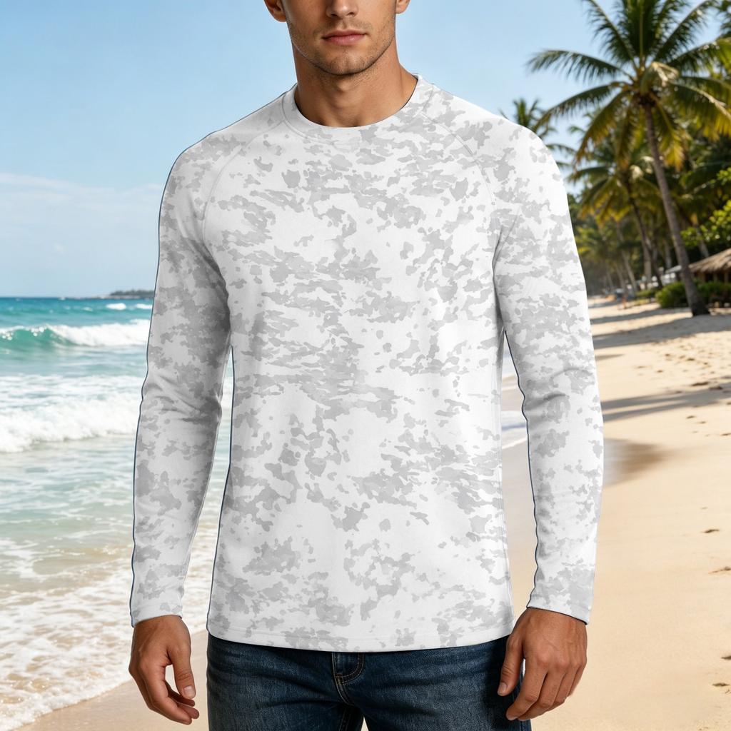 Men's UPF50+ Sun Protection Shirt Long Sleeve Outdoor Stretch Athletic Top Lightweight Quick Dry UV Resistant
