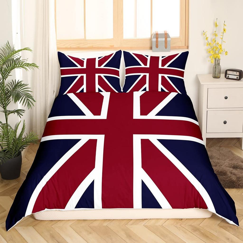 Simple British British Expired Three-Piece Digital Printing Quilt Cover Bedding Home Textiles
