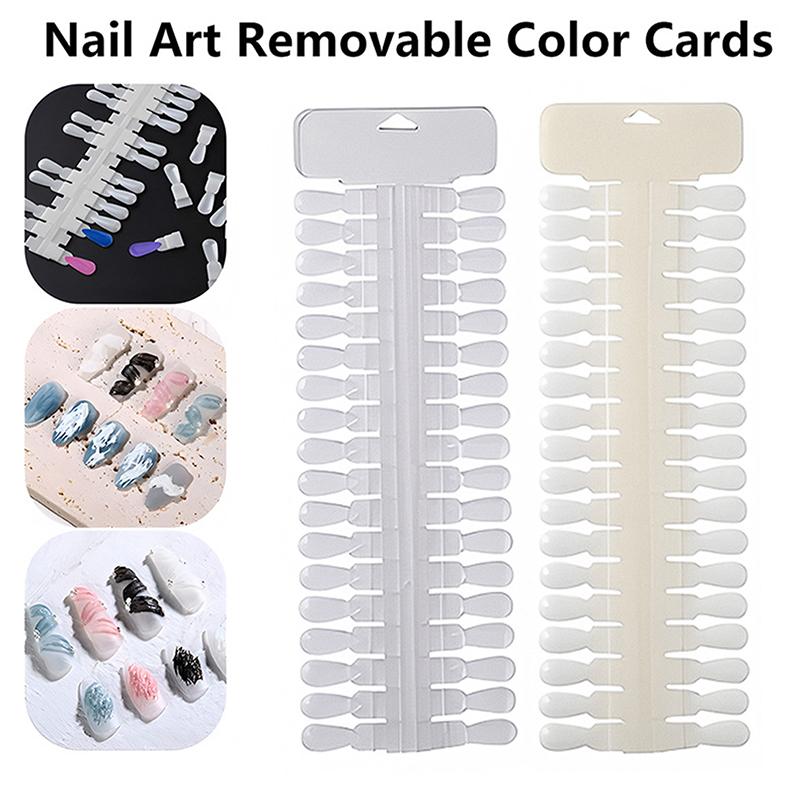 36Pcs Natural/Clear Color Card Removable Nail Art Display False Nail Tips Rack Teardrop Design Manicure Gel Polish Practice Tool