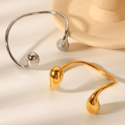 Stainless Steel Asymmetrical Open Bangle, Trendy Titanium Steel Bracelet, Versatile Hand Jewelry