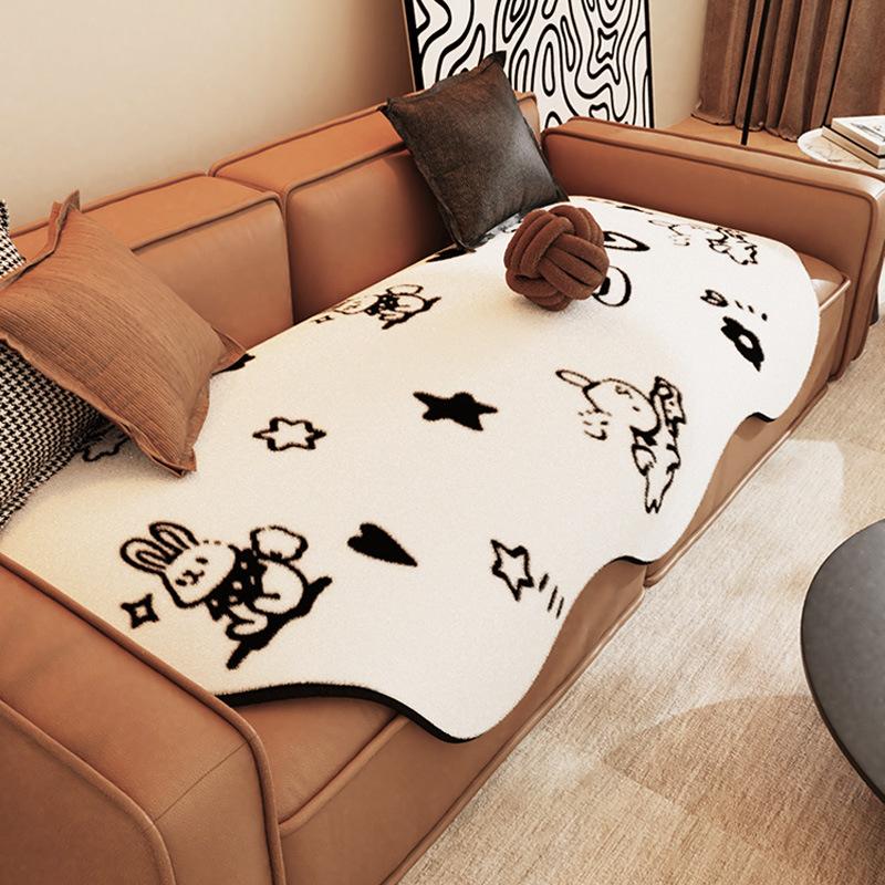 Imitation Rabbit Fur Shaped Sofa Cushion Cartoon Creative Sofa Cushion Cover Cloth Irregular Sofa Towel