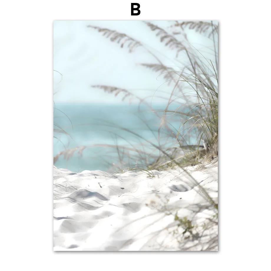 Canvas Painting Nordic Landscape Sea Beach Bike Palm Reed Sea Poster Print Wall Art Pictures For Living Room Home Decor
