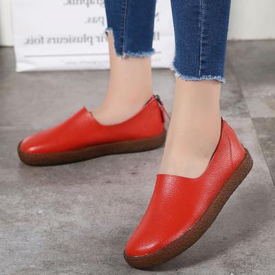 Zapatos planos de cuero genuino, mocasines informales sin cordones, zapatos de mujer cómodos, zapatos planos de fondo suave, calzado de estilo Vintage para mujer