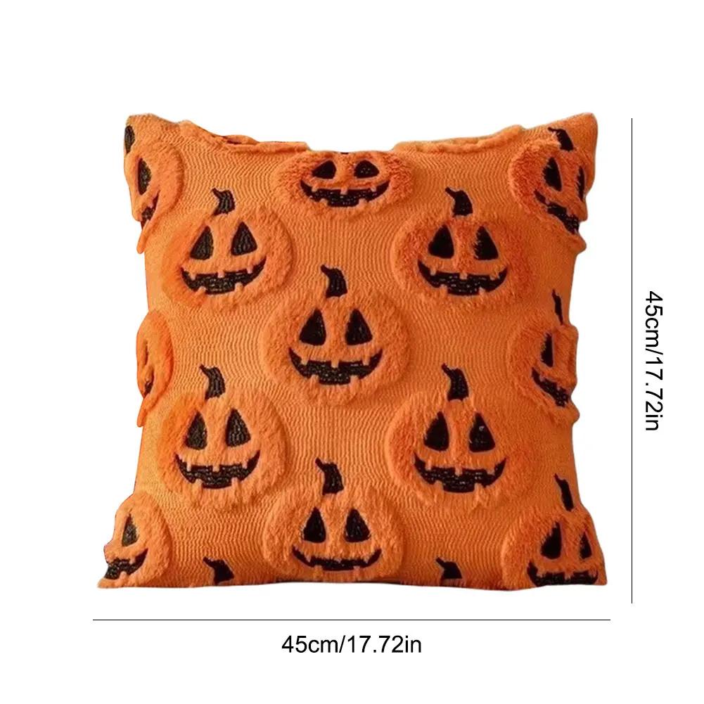 1/2PCS Halloween Ghost Pumpkin Pillowcase Washable Plush Soft Cushion Cover Comfortable Pillow Cover for Sofa Bedroom Home Decor