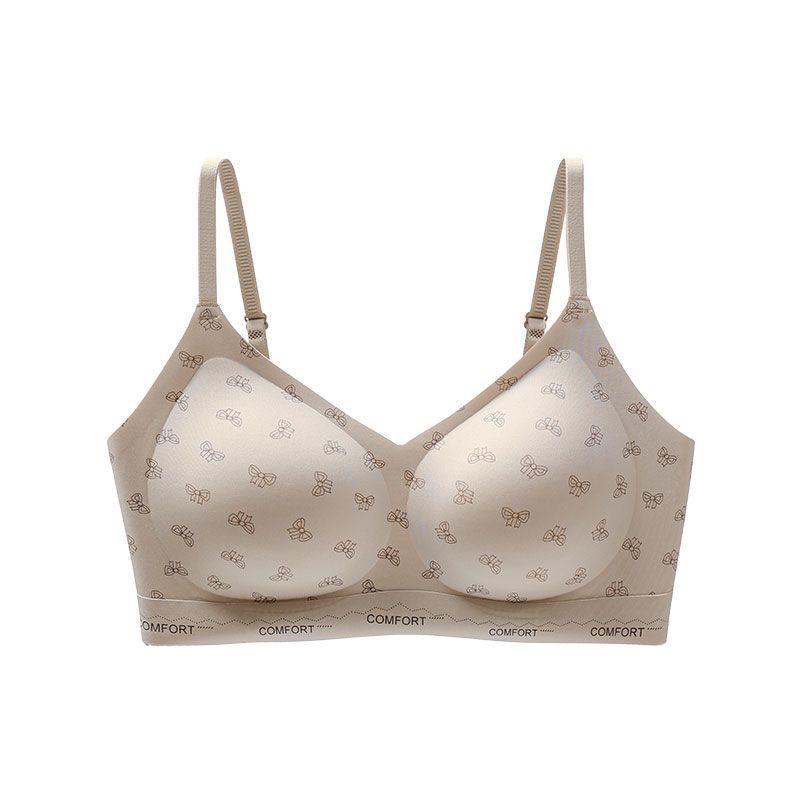 Leopard Print Seamless Push-Up Bra with Jelly Massage Cups, No Underwire, Comfortable for Small Busts XXL (140-160 lbs)