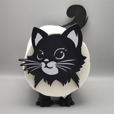 Cute Cat Toilet Paper Holder - 38-41mm Bathroom Wall Mount with Anti-Slip Design, Durable PP (Does Not Include Toilet Paper)