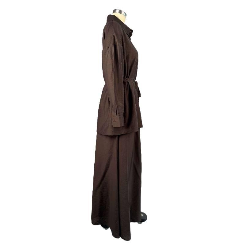 2026 New Fashion Women's Loose Long-Sleeve Shirt with Turn-down Collar and High-Waisted Skirt Set