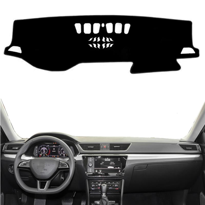 

For Skoda Superb 3 B8 2016- Car Accessories Dashboard Cover Sun Shade Mat Pad trument Protect Carpet Black(Red Edge)