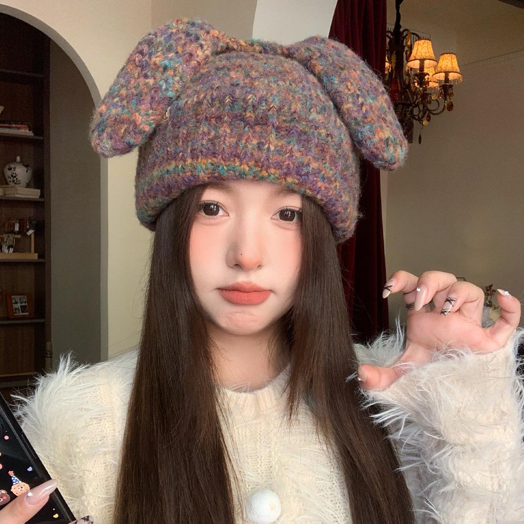 Woolen Hat for Women In Autumn and Winter Large Head Circumference  Small Face  Small Knitted Hat Warm and Cold-proof Baotou Hat
