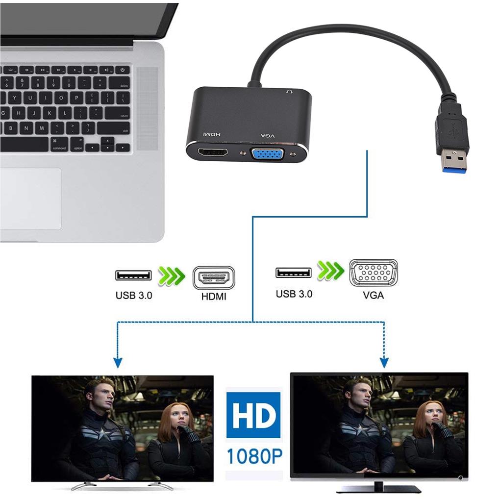 Video Adapter High-Speed 2-in-1 Definition Cord Converter Cable Dual-Output Multi-Display Adapters Parts Projection Laptop