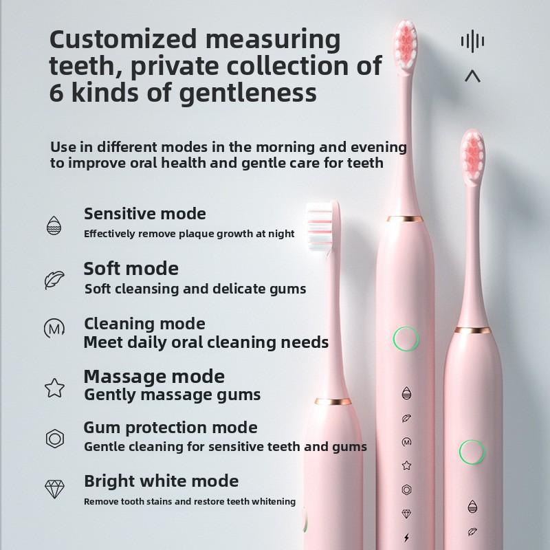 Electric Toothbrush Adult Bright White Automatic Charging Waterproof Sonic Soft Bristle Brush Men and Women Couple Children Set Toothbrush