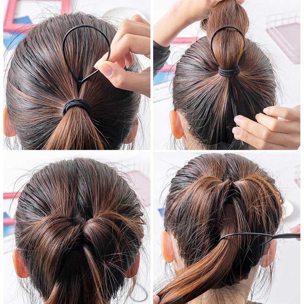 Hair Tail Tool Set 10 Pack Hair-Loop Tools with 2 Size Hair Braiding Tool Quick Hair Styling Tools Girl Ponytail Maker
