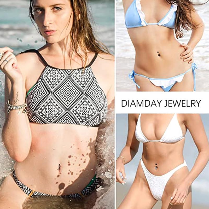 Simple Stainless Steel Unisex Zircon Navel Nail Body Piercing Jewelry Glossy Navel Buckle Explosion Style 