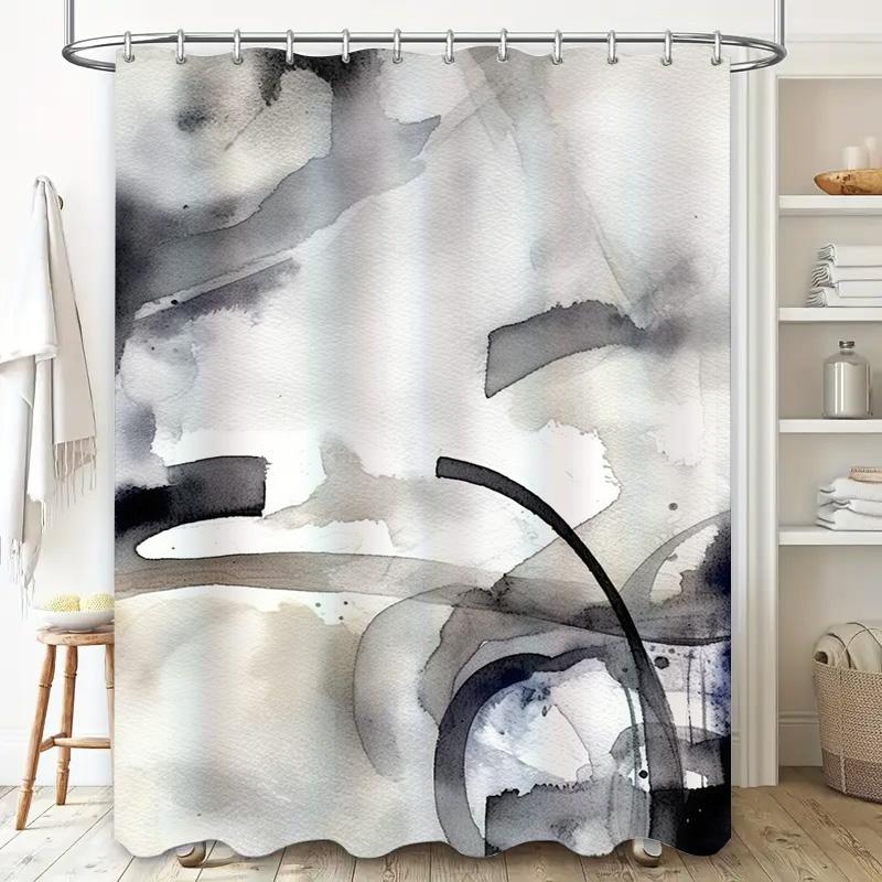 Stylish Black White Watercolor Shower Curtain Modern Bath Decor for Home Improvement Projects