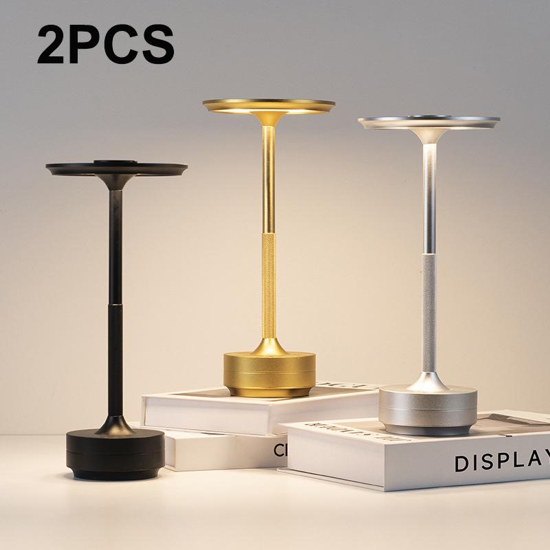 Modern 2400mAh USB-C Charging Rechargeable Alloy Wireless Touch Table Lamp for Bedroom Camping Desk Creative Candle Inspired