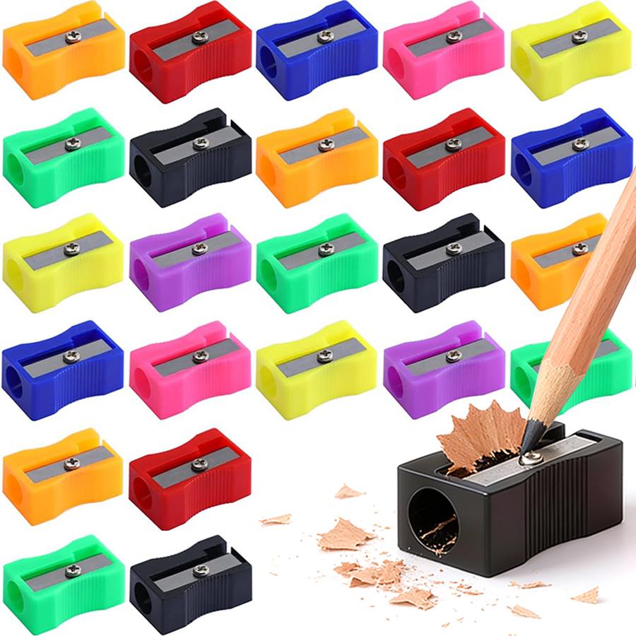 40/80pcs 2.5cm Colorful Pencil Sharpener Assorted Colors Curved Anti-slip Design Portable Pencil Sharpener for School Office Su