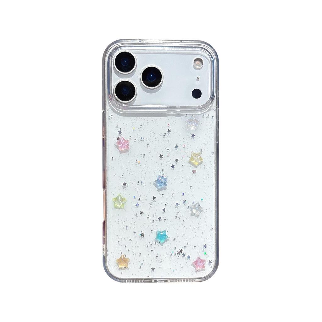 Capa de Celular 3D Glitter Estrelas Coloridas para iPhone 13/14/15/16/17 Pro Max