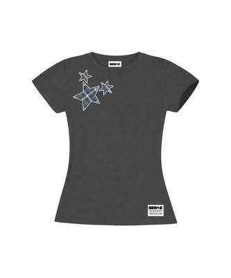 Ssobi Stst Semi-Crop Short Sleeve T-Shirt [Charcoal]