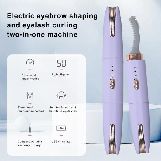 Electric Heated Eyelash Curler Eyebrow Trimmer 3 Temperature Modes USB Rechargeable Quick Heating Portable Travel Eye Lashes Clip Curling Tools