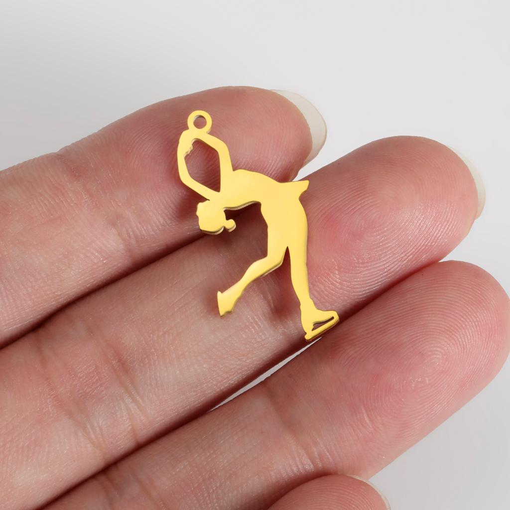 Teamer 5pcs/lot DIY Gymnast Sporter Charms Stainless Steel Gymnastics Dancer for Necklcae Bracelets Keychain Jewelry Making Gift