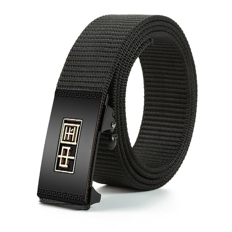 Men'S Toothless Automatic Buckle Woven Canvas Belt Belt Casual Nylon Tactical Pants Belt Military Training Outdoor Belt