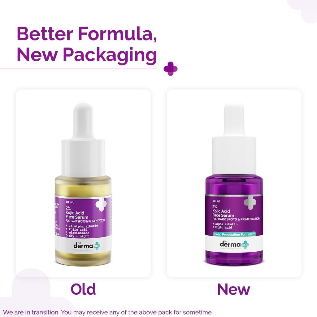 Die Derma Co. 2% Kojisäure Gesichtsserum mit Alpha-Arbutin 10 ml Packung mit 1 Stück Hellt auf Gleicht den Hautton aus