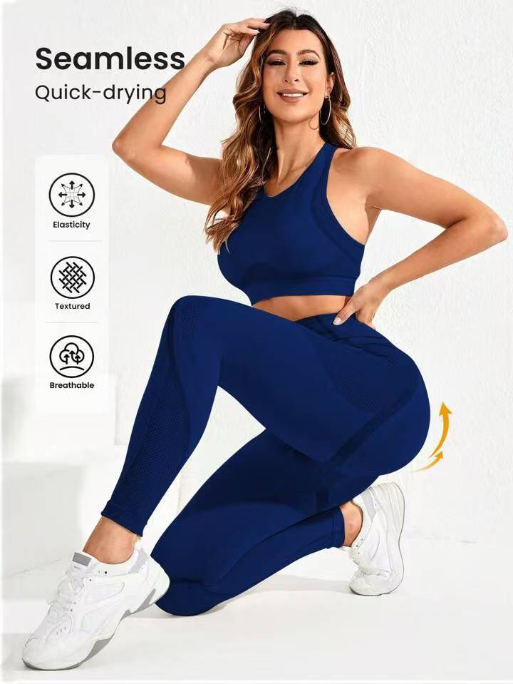 JYL Hollow Back Pants Set Striped Slim Soft Yoga Fitness Outfit