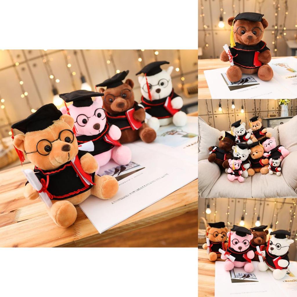 Cute Teddy Bear Plush Toy With Doctor Cap Graduation Doll Gift