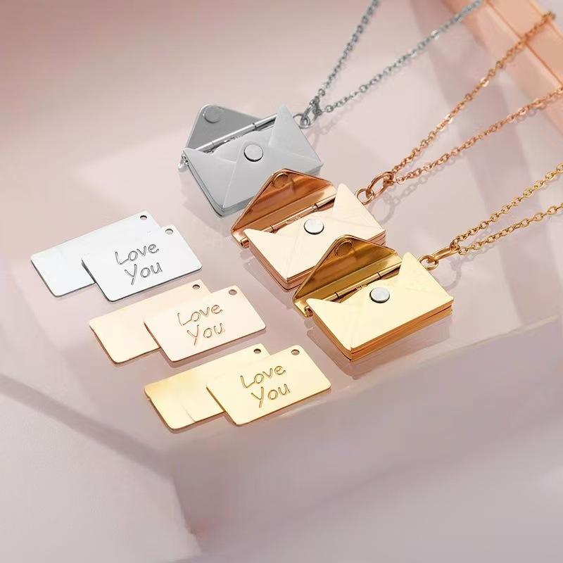 1Pcs Customized Stainless Steel Jewelry Confession Love You For Valentine Day Gift Love Letter Envelope Pendant Necklace