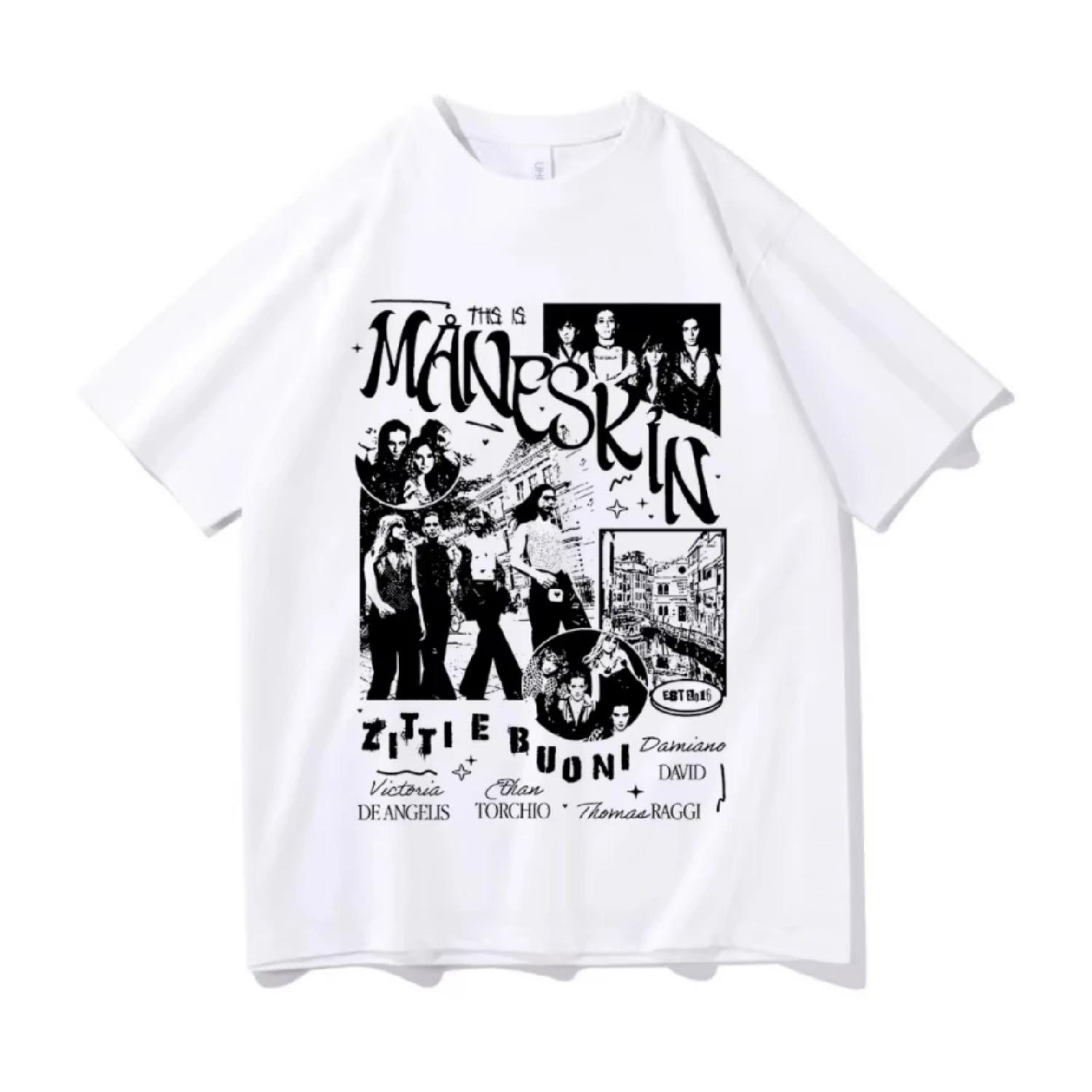 

Italian Rock Band Maneskin T Shirt Music Album Print T Shirt Men Women Retro Hip Hop Oversized T-shirts Harajuku Cool Streetwear XXXXXL чорний