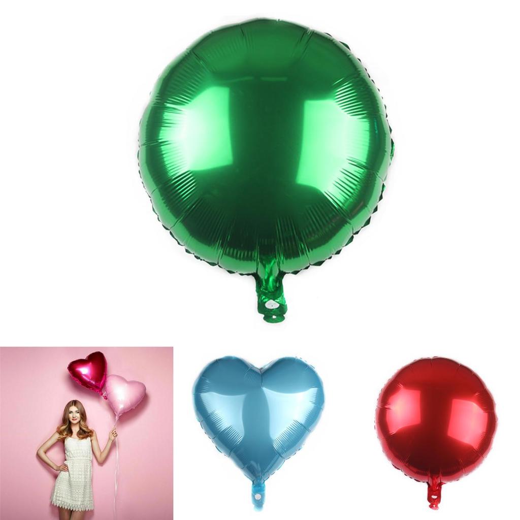 18" Colour Solid Foil Balloons Heart Star Round Shape For Wedding Birthday Party