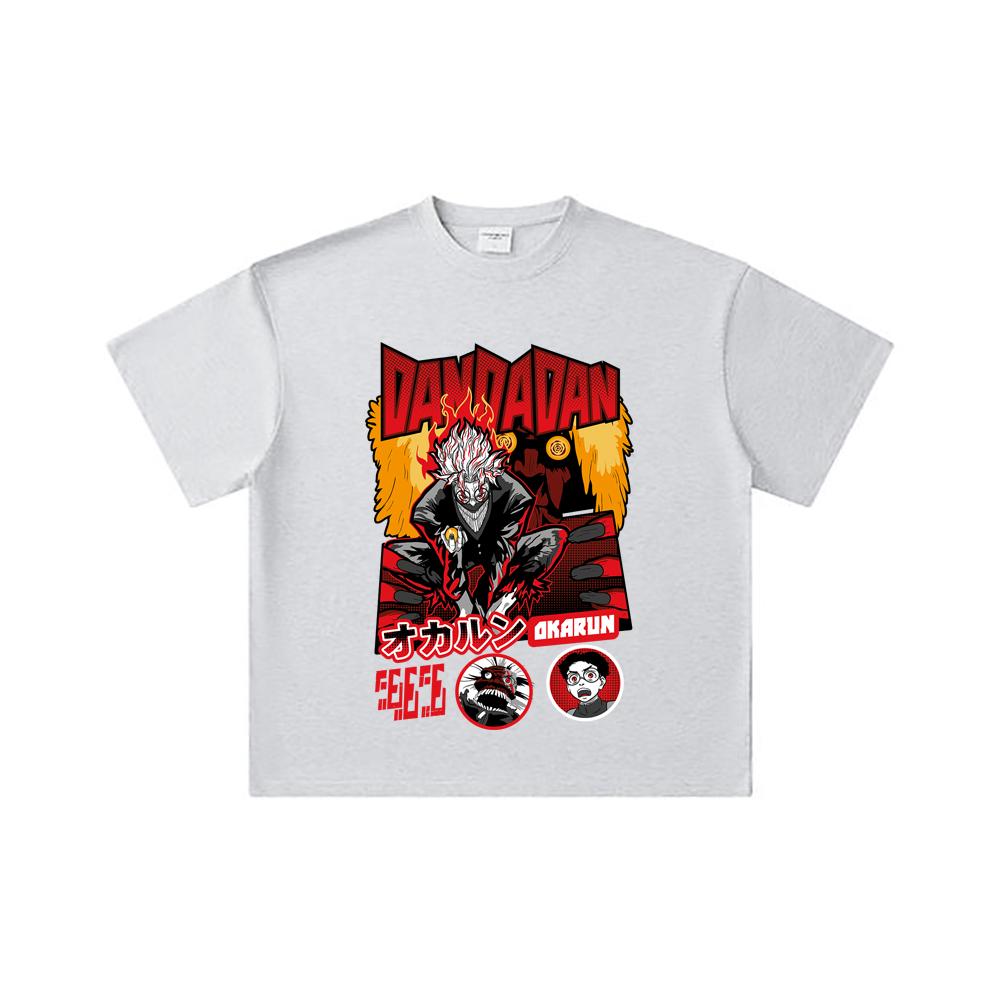 260 GSM Double Yarn 32 Count 100% Cotton Dandadan V26 Okarun Turbo Print Unisex Heavy Cotton T Shirt
