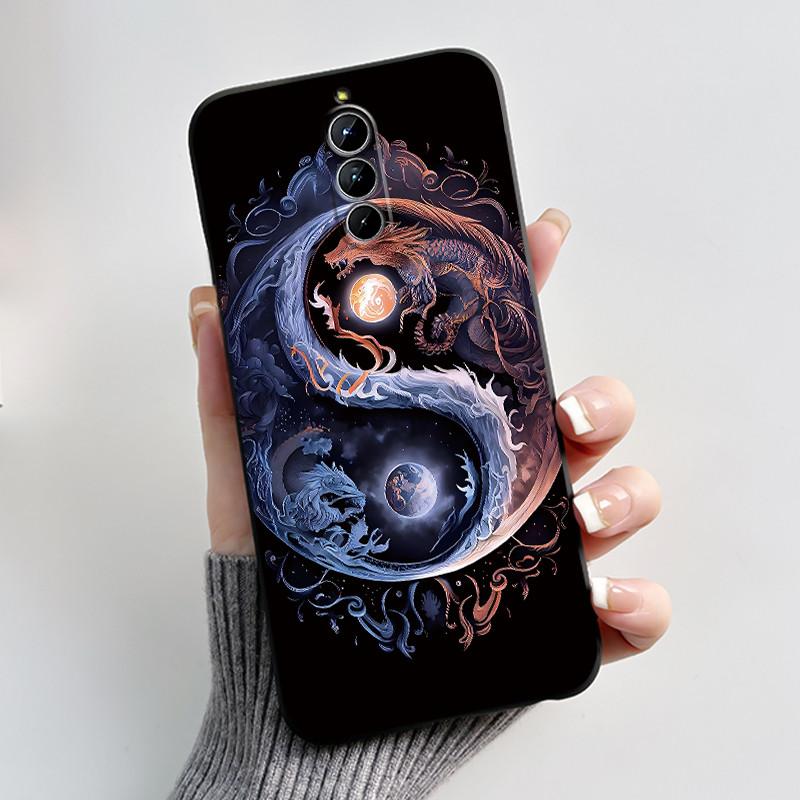 Cute Little Panda Pattern For ZTE Nubia RedMagic 8S Pro 5G / 8S Pro+ 5G Case Shockproof Soft Black Cartoons Painted Casing