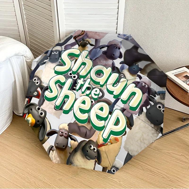 1pc Sheep Shaun Automatic Folding Umbrella, Portable Collapsible Design, Casual Outdoor Accessory L1127126