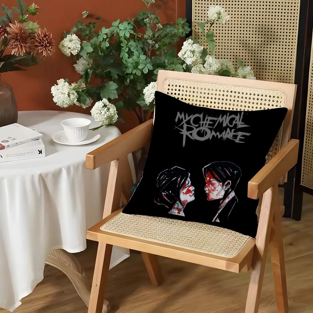 

My CChemical RRomance Cushion Cover Silky Short Plush Invisible Zipper Dustproof Sofa Pillow Case for Home Decor 30x30cm