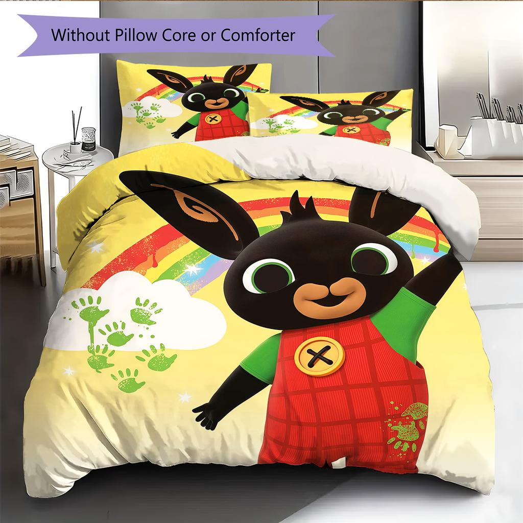 Bing Pattern Bedding Quilt Set  Home Decoration  Gift (1 * Duvet Cover + 2 * Pillowcase  Without Core)