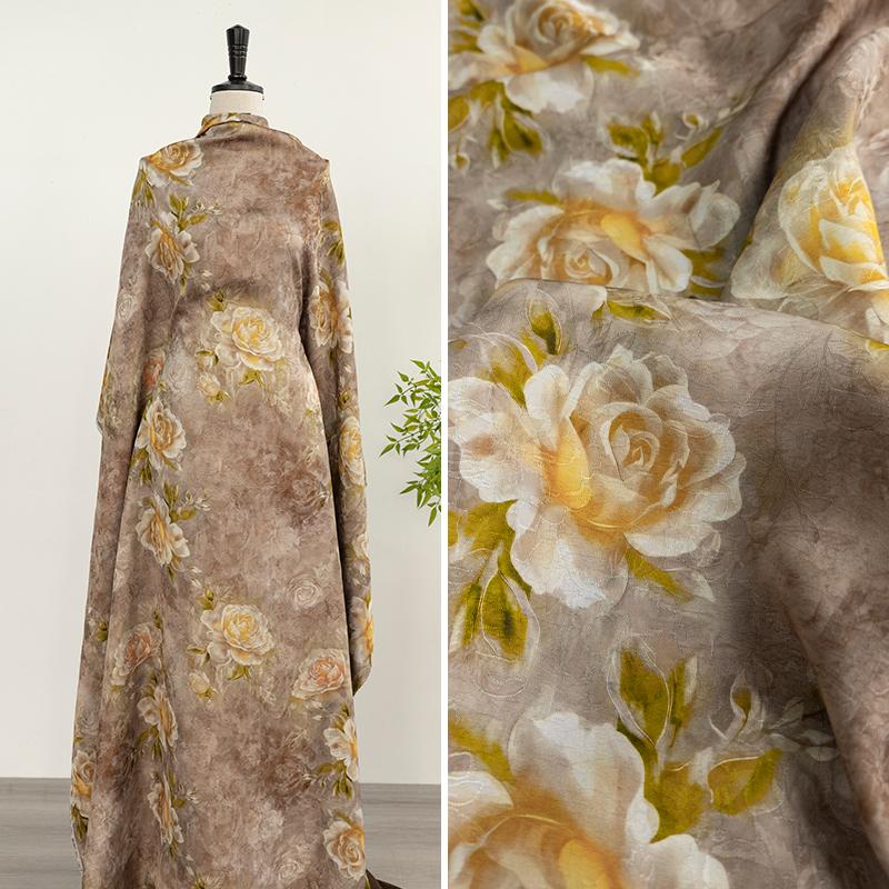 50x140cm Xiangyunsha Jacquard Fabric Modern Chinese Blouse Cheongsam Hanfu Skirt Designer Custom Textile Material