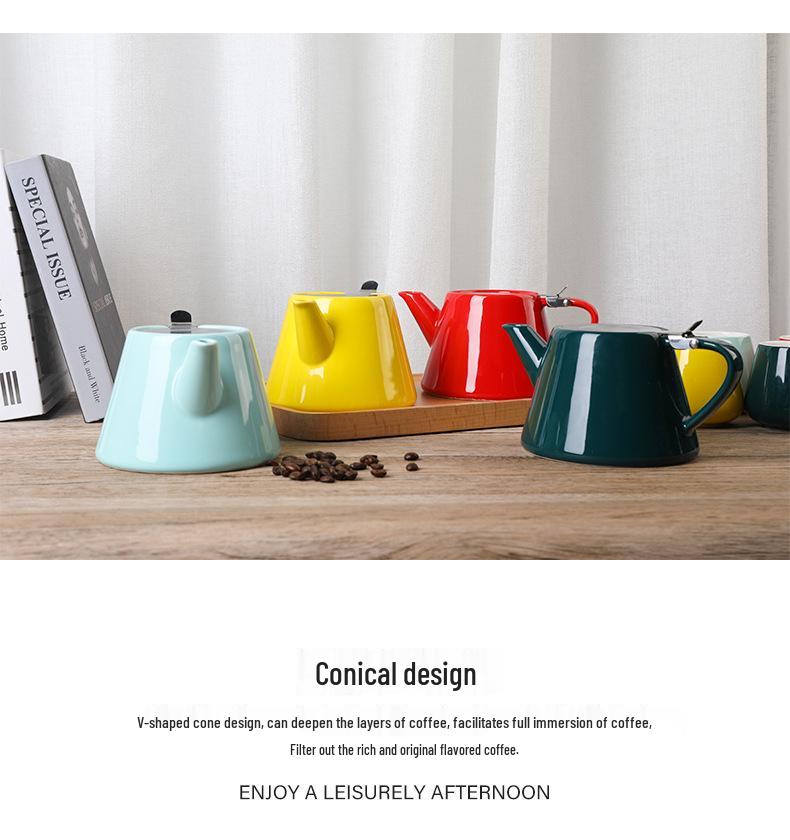 Set Portafiltro per Caffè Pour-Over V60 in Ceramica Nordica, Stile Semplice