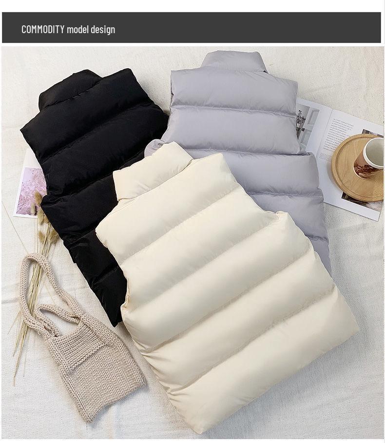 2023 Women's Winter Bread Style Short Down Cotton Padded Vest - Sleeveless, Casual Korean Fashion