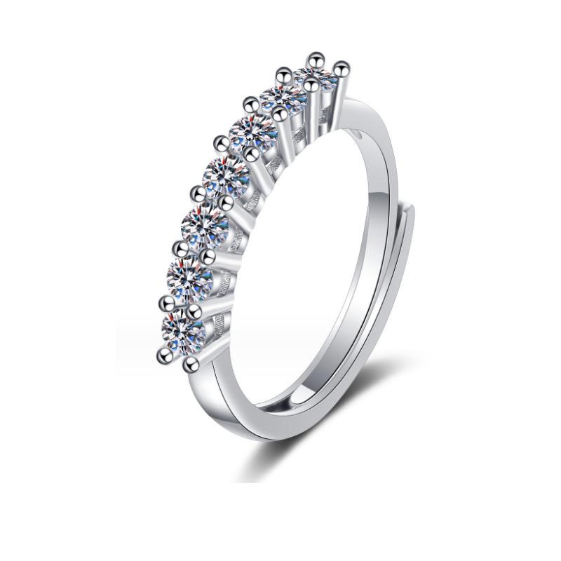 Imitation Moissanite Row Diamond Organ Ring, Female Stacked Wearing Simple Fashion Tail Ring, Live Adjustable Ring Jewelry