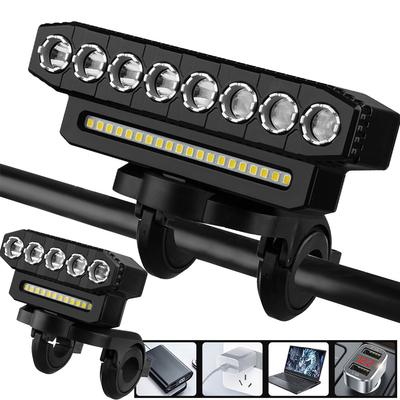 LED Bike Headlight Driving Fog Lights with 130DB Bell Bicycle Front Light Power Bank 6 Light Modes for Mountain Road Bike