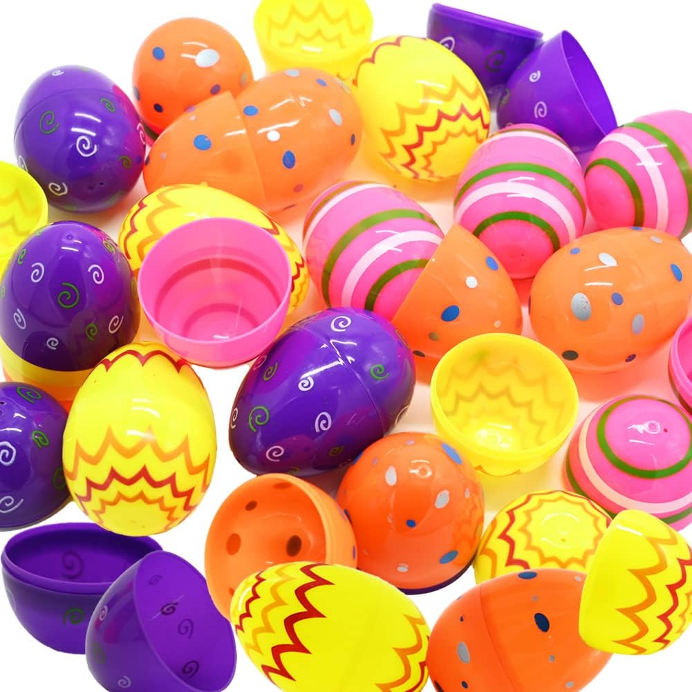 12 ks velkých malovaných velikonočních vajec, 8,7 cm jumbo plastová vejce plnitelná pro velikonoční tematický lov, výplň do košíku, sladkosti, párty dárek