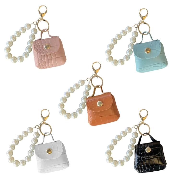 Mini Pearls Bag Keychain Leathers Material for Car Keys Coins Lipstick Earphones