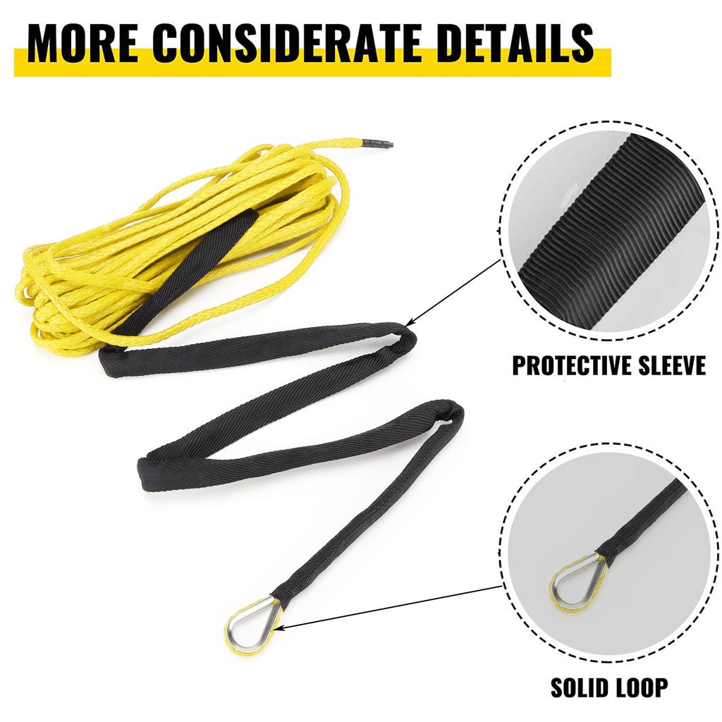 15M Synthetic Rope 7700LBS Winch Cable Nylon Replacement for   SUV Truck ATV UTV