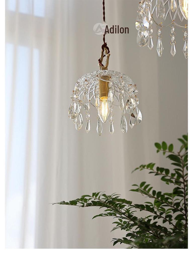 American Retro Crystal Chandelier for Hallway, Bedside, Balcony, and Cloakroom.